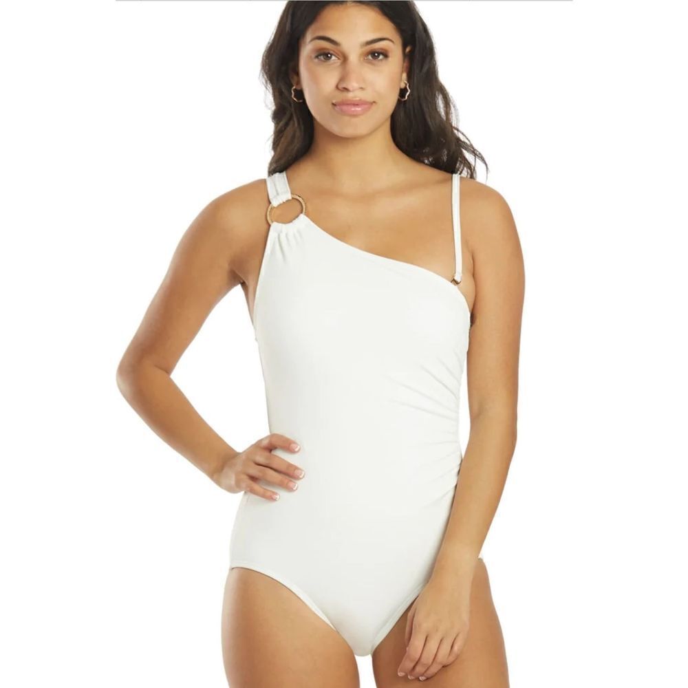 New. Michael Kors white one shoulder swimsuit.  Size 14. - Picture 4 of 8